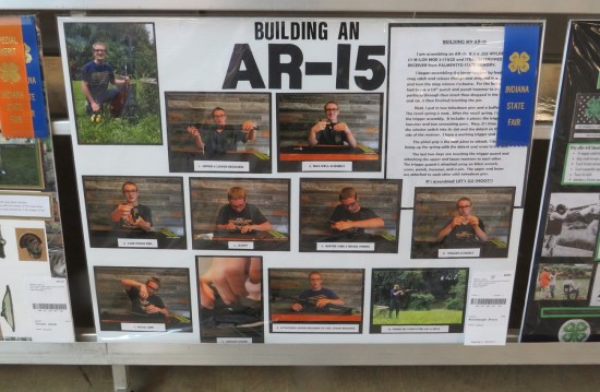 Poster titled "Building an AR-15" with demonstrative photos.