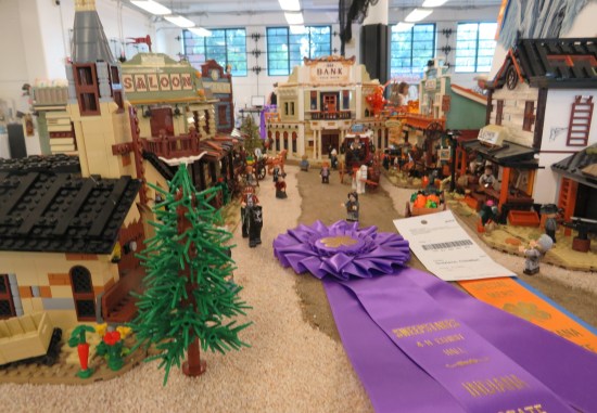 Lego wild-west town large enough to cover an entire table.