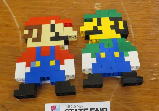 Lego Mario and Luigi figures in 2-D form like the old non-super Mario Bros arcade game.