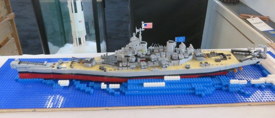 USS Nimitz battleship model made out of Lego
