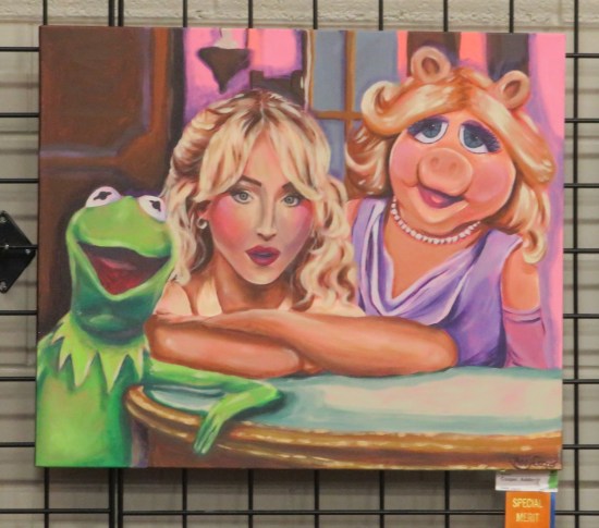 Panting of Sabrina Carpenter with Kermit and Miss Piggy.
