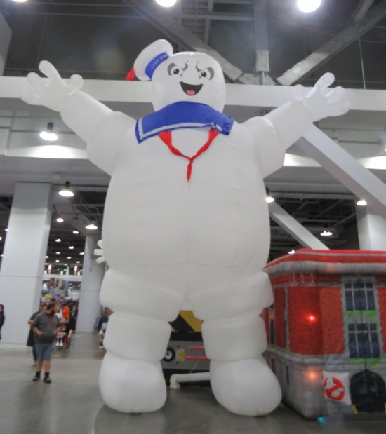giant inflatable Mr. Stay-Puft in an exhibit hall