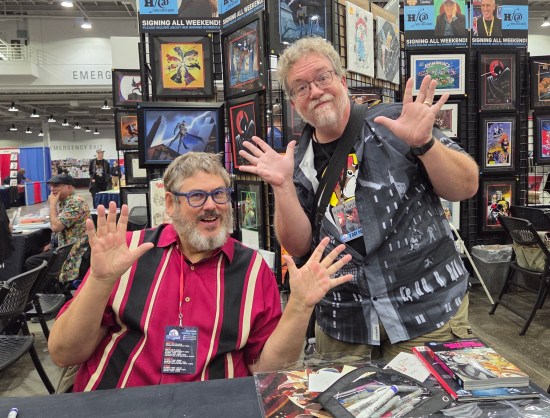 Me and Paul Dini doing jazz hands.