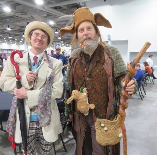 cosplayers as Sylvester McCoy's roles from "Doctor Who" and the Hobbit movies.