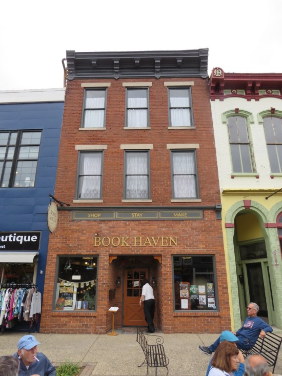 Book Haven, three-story brick bookstore on Main Street.